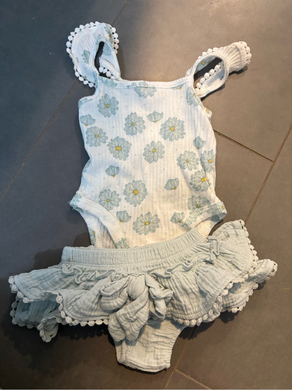Light Blue Daisy Ruffle Infant Set